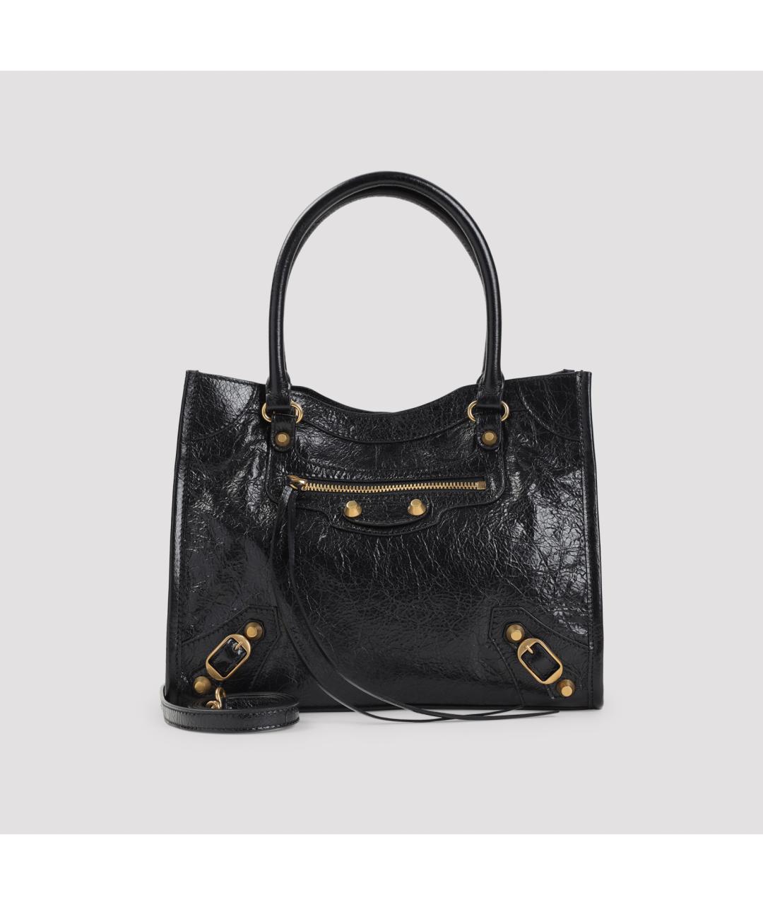 BALENCIAGA Черная кожаная сумка через плечо, фото 2