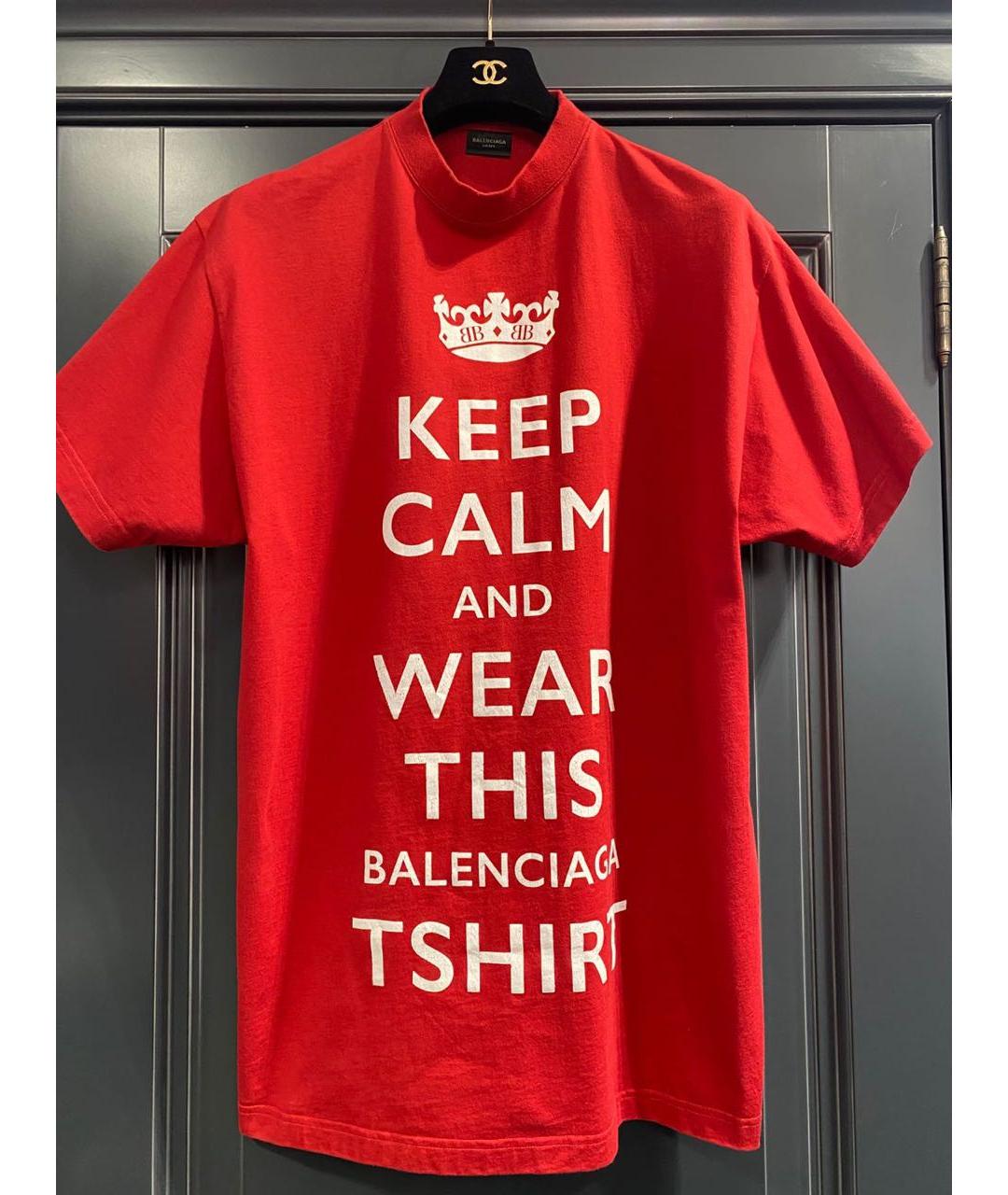 BALENCIAGA Красная хлопковая футболка, фото 5