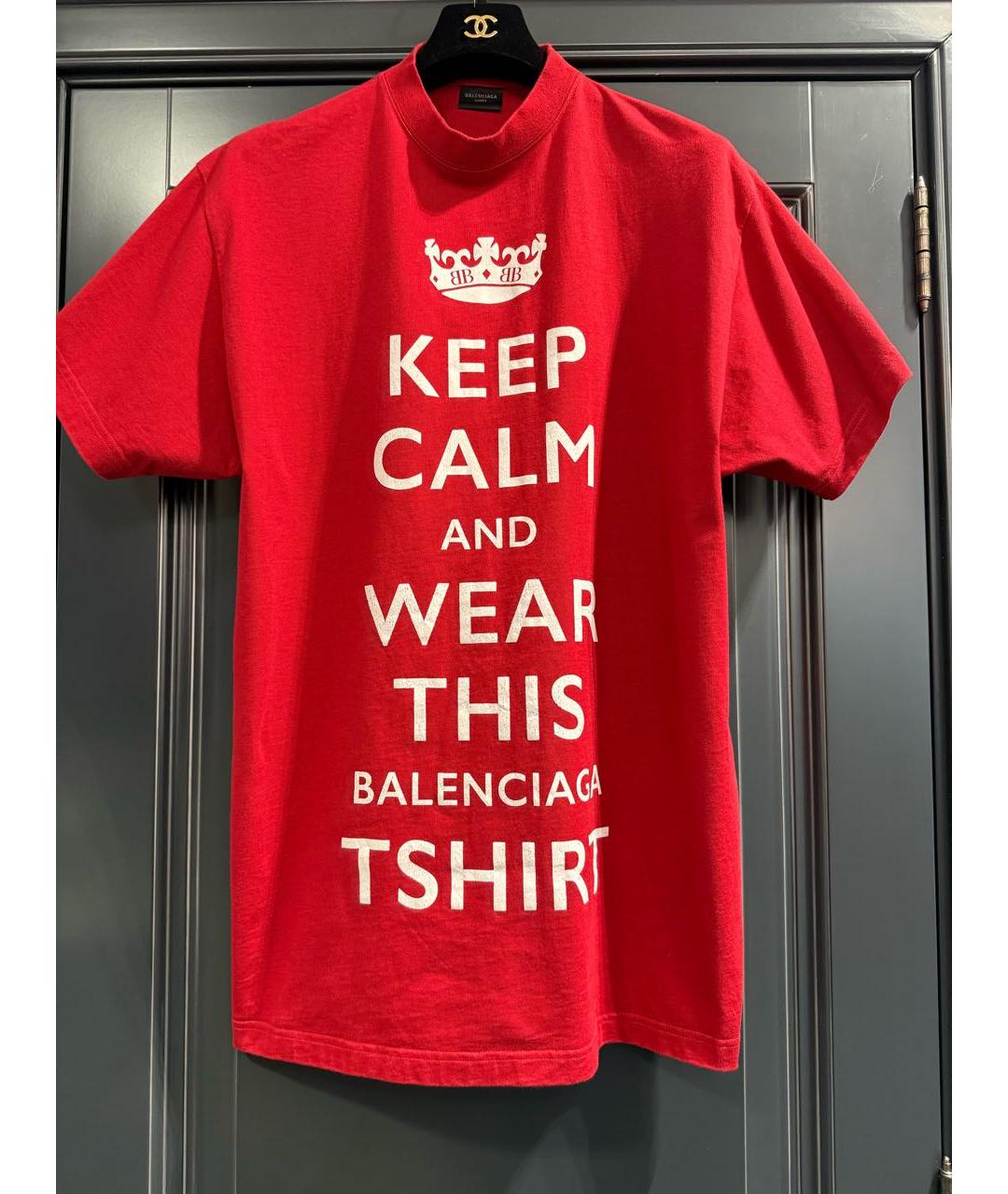 BALENCIAGA Красная хлопковая футболка, фото 2