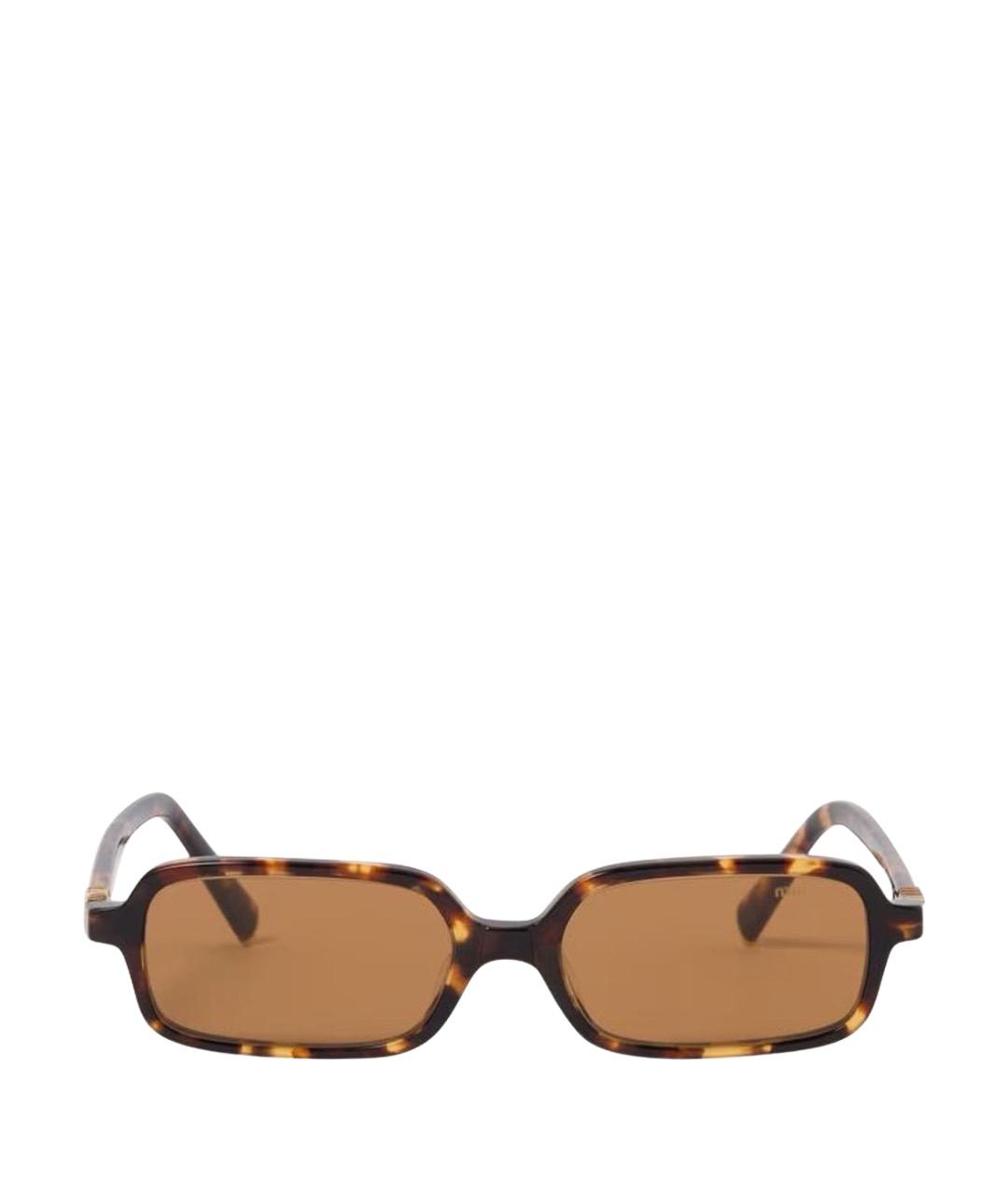 MIU MIU Коричневые пластиковые солнцезащитные очки, фото 1