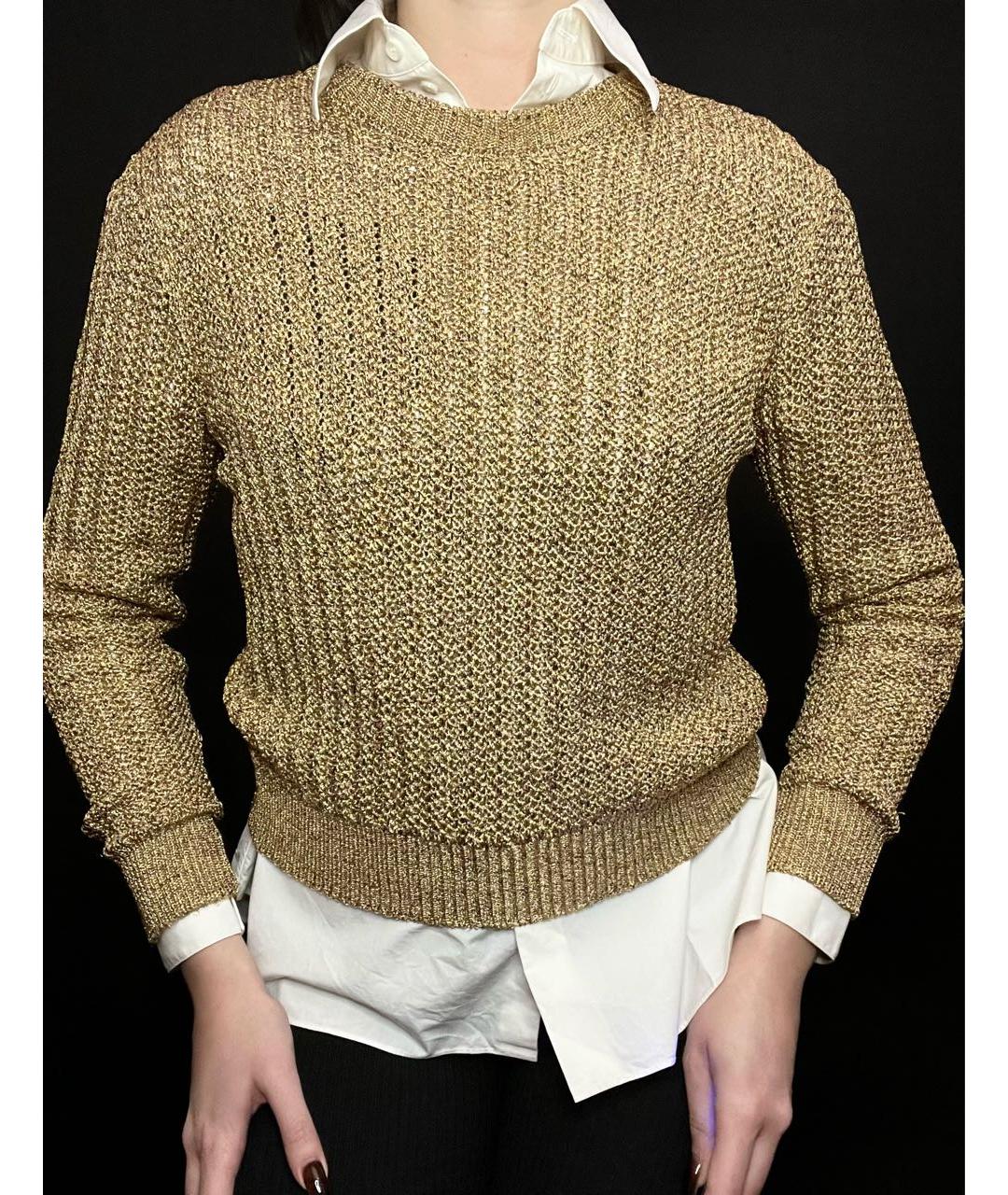 SAINT LAURENT Золотой вискозный джемпер / свитер, фото 5