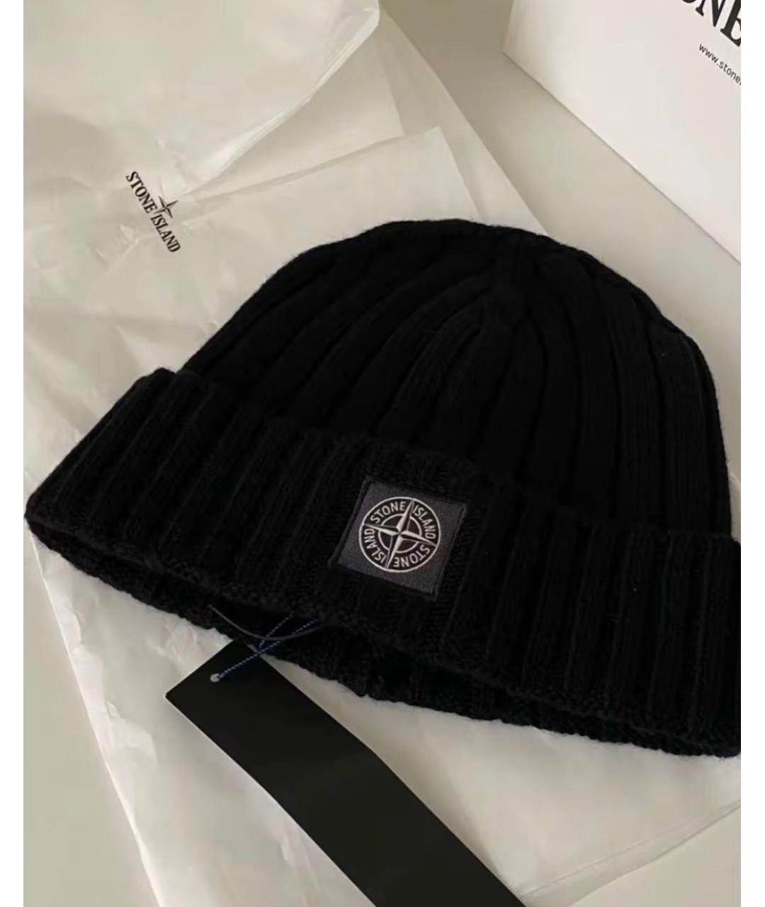 STONE ISLAND Черная шерстяная шапка, фото 3