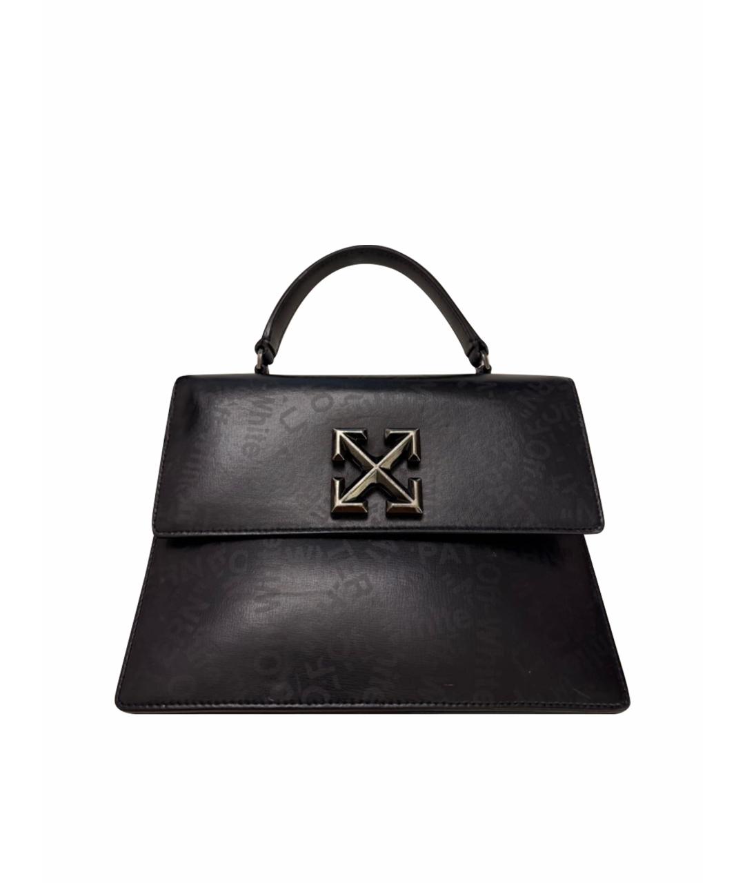 OFF-WHITE Черная кожаная сумка с короткими ручками, фото 1
