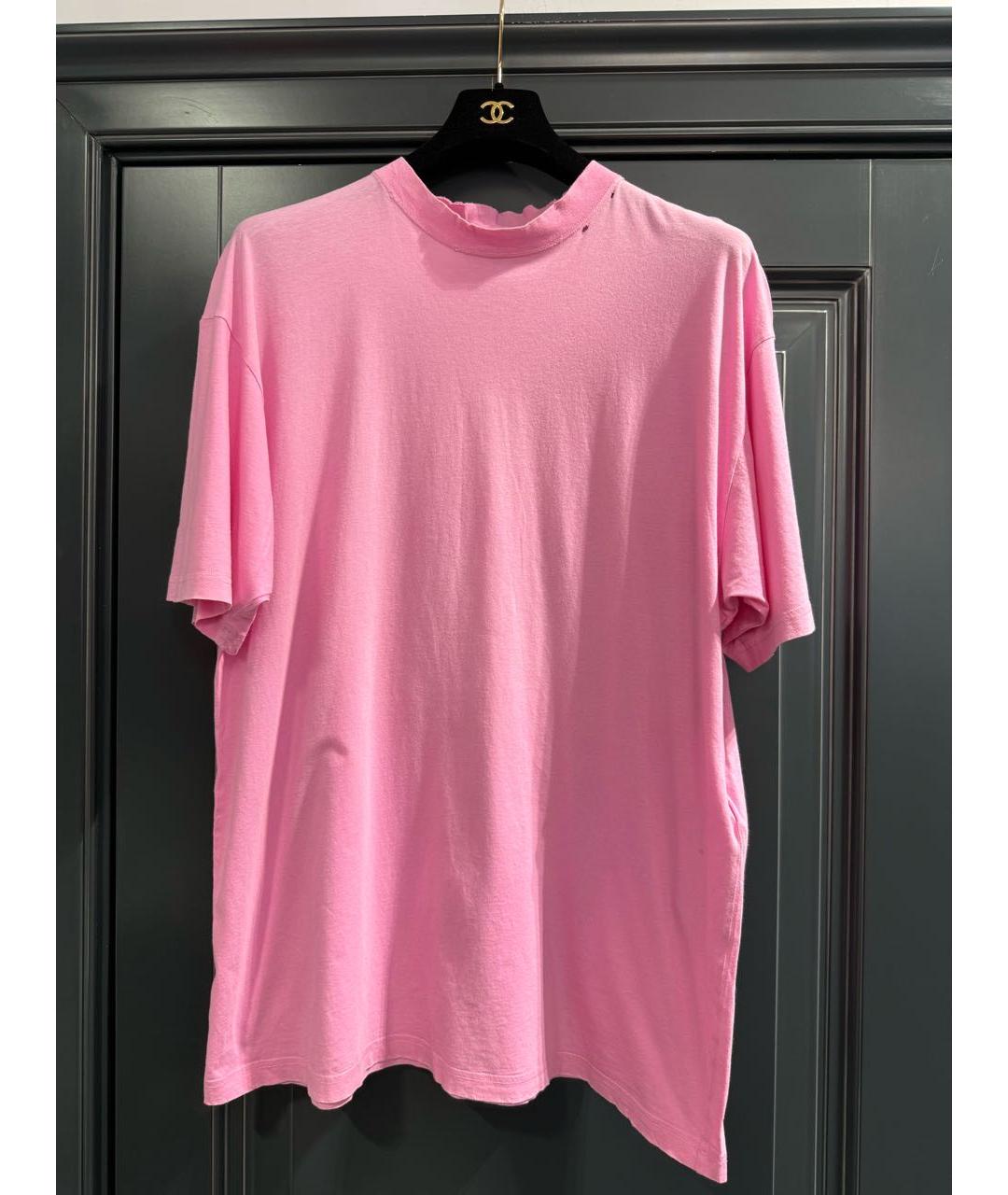 BALENCIAGA Розовая хлопковая футболка, фото 6