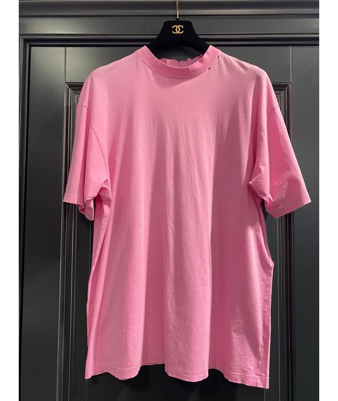 BALENCIAGA Розовая хлопковая футболка, фото 3