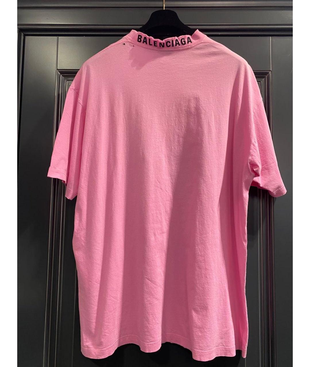 BALENCIAGA Розовая хлопковая футболка, фото 2