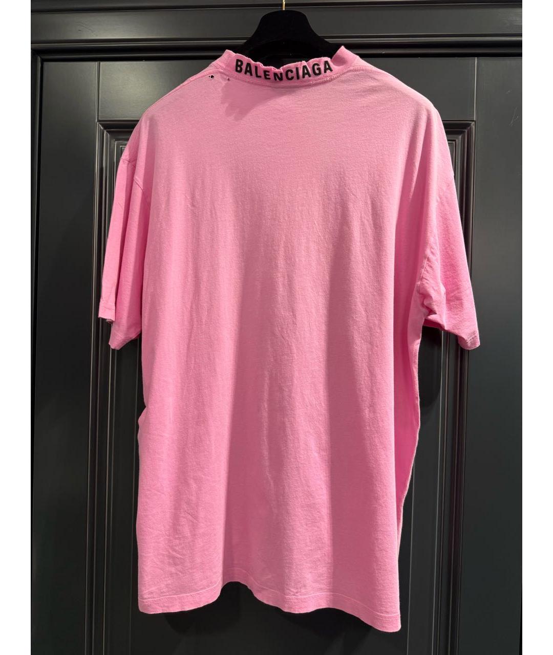 BALENCIAGA Розовая хлопковая футболка, фото 5