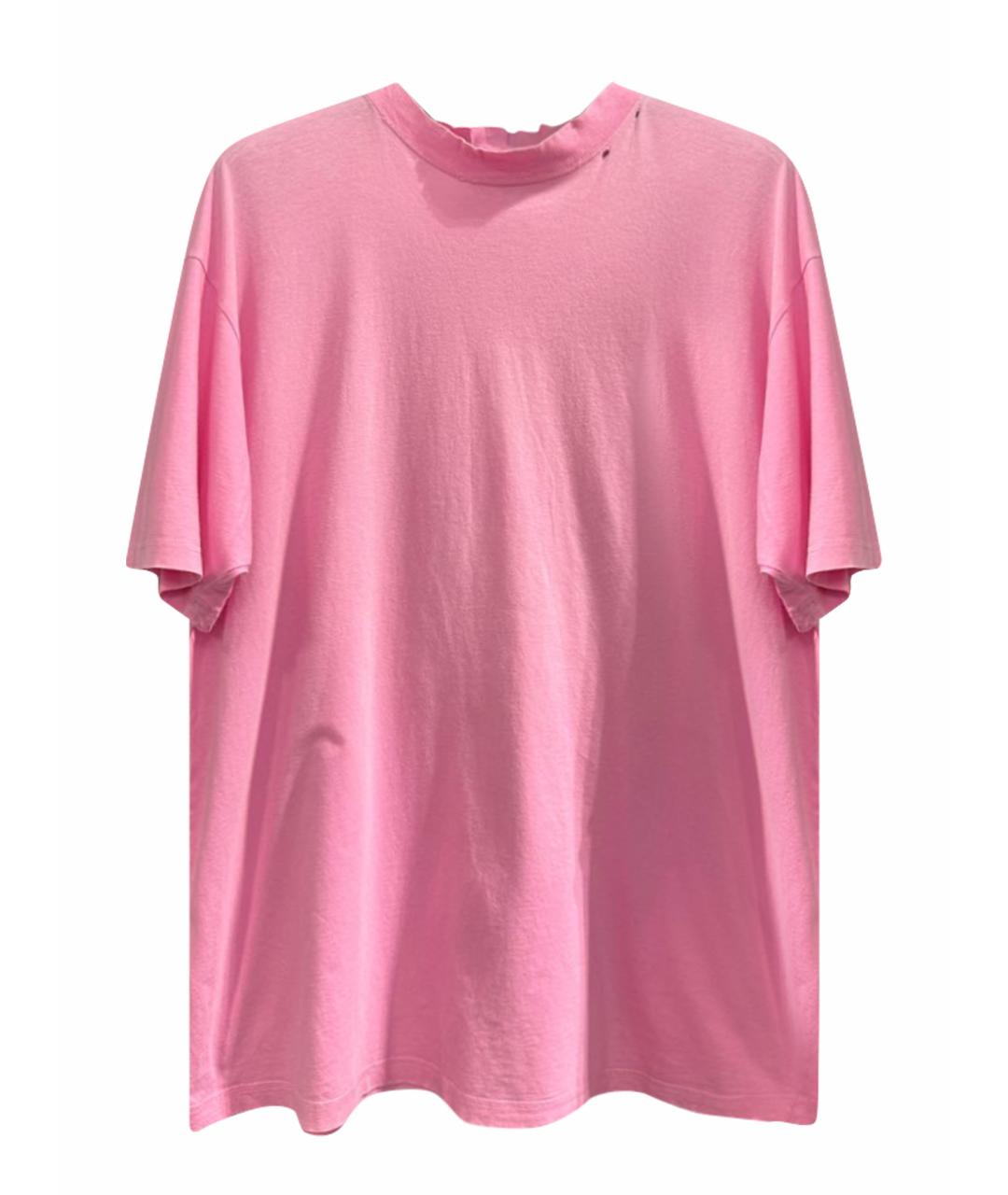 BALENCIAGA Розовая хлопковая футболка, фото 1