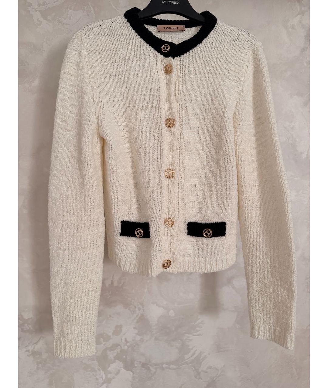 TWIN-SET Белый хлопковый жакет/пиджак, фото 5