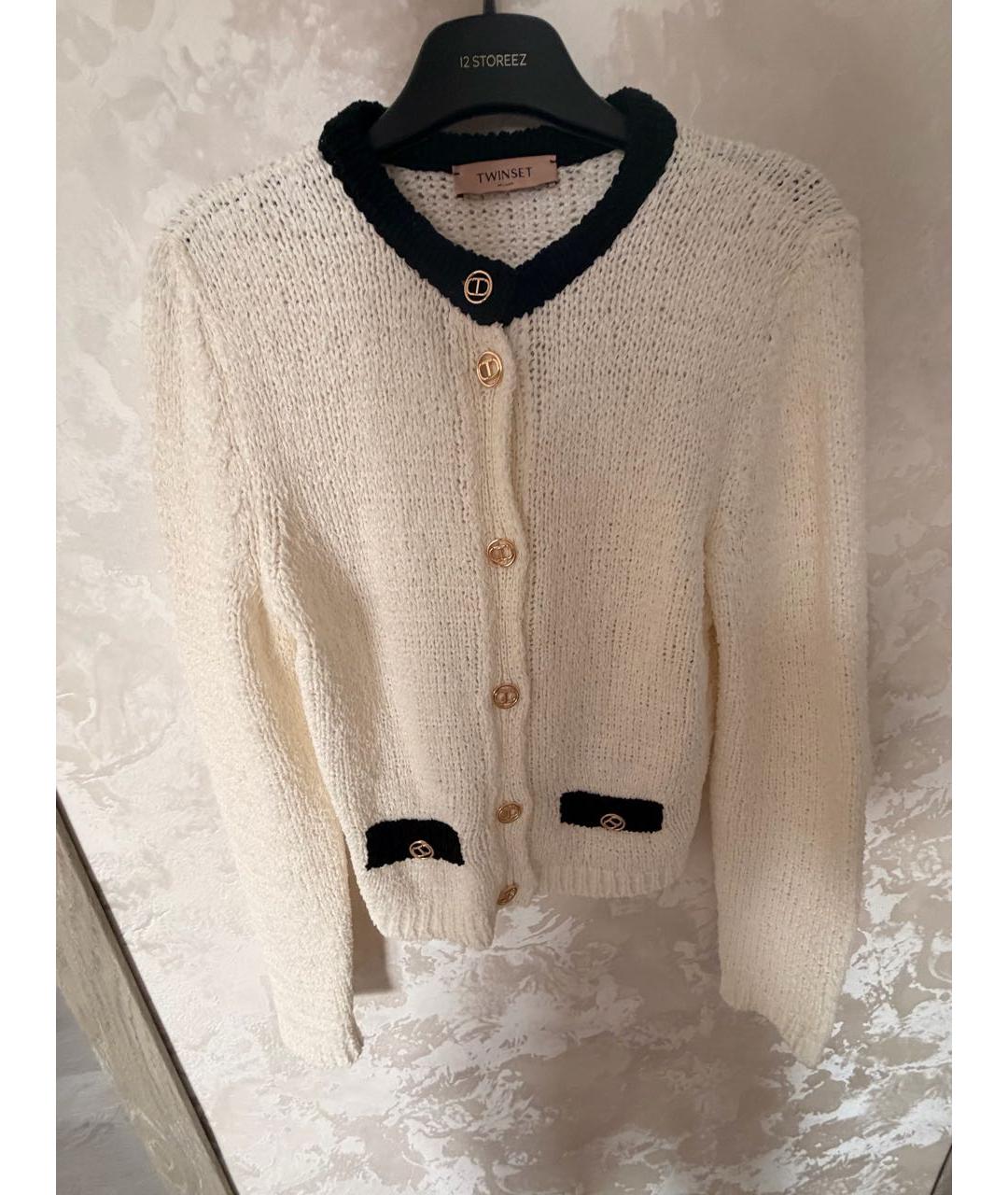 TWIN-SET Белый хлопковый жакет/пиджак, фото 2
