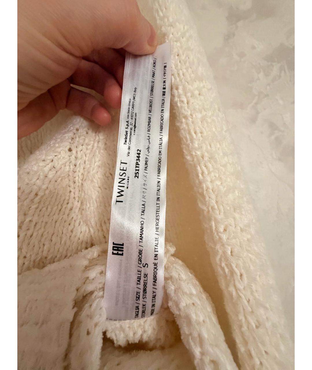 TWIN-SET Белый хлопковый жакет/пиджак, фото 7