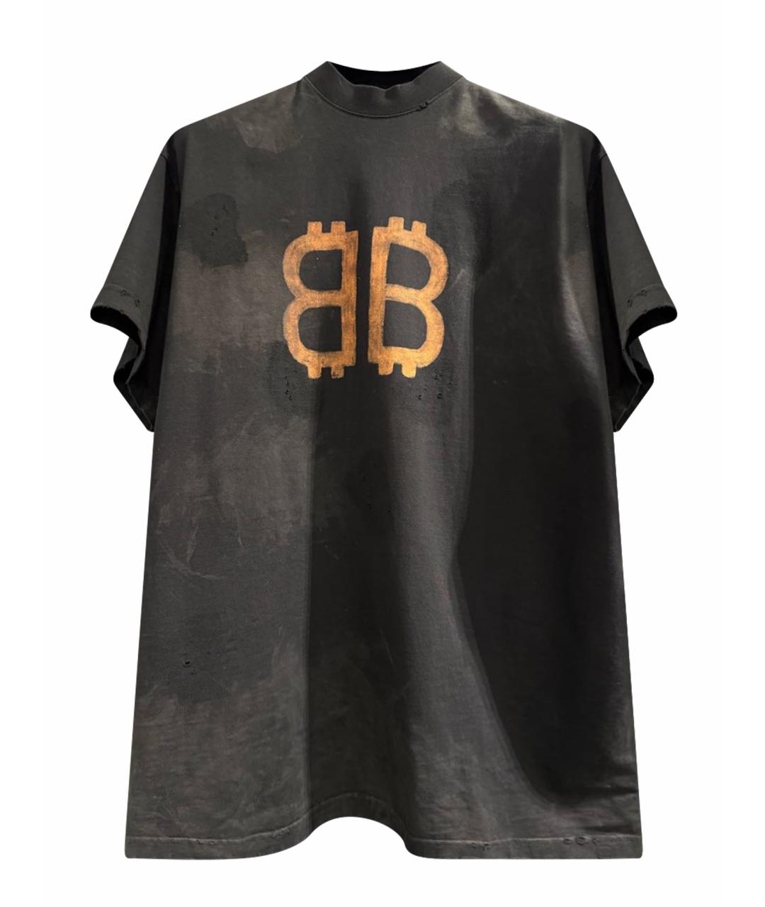 BALENCIAGA Черная хлопковая футболка, фото 1