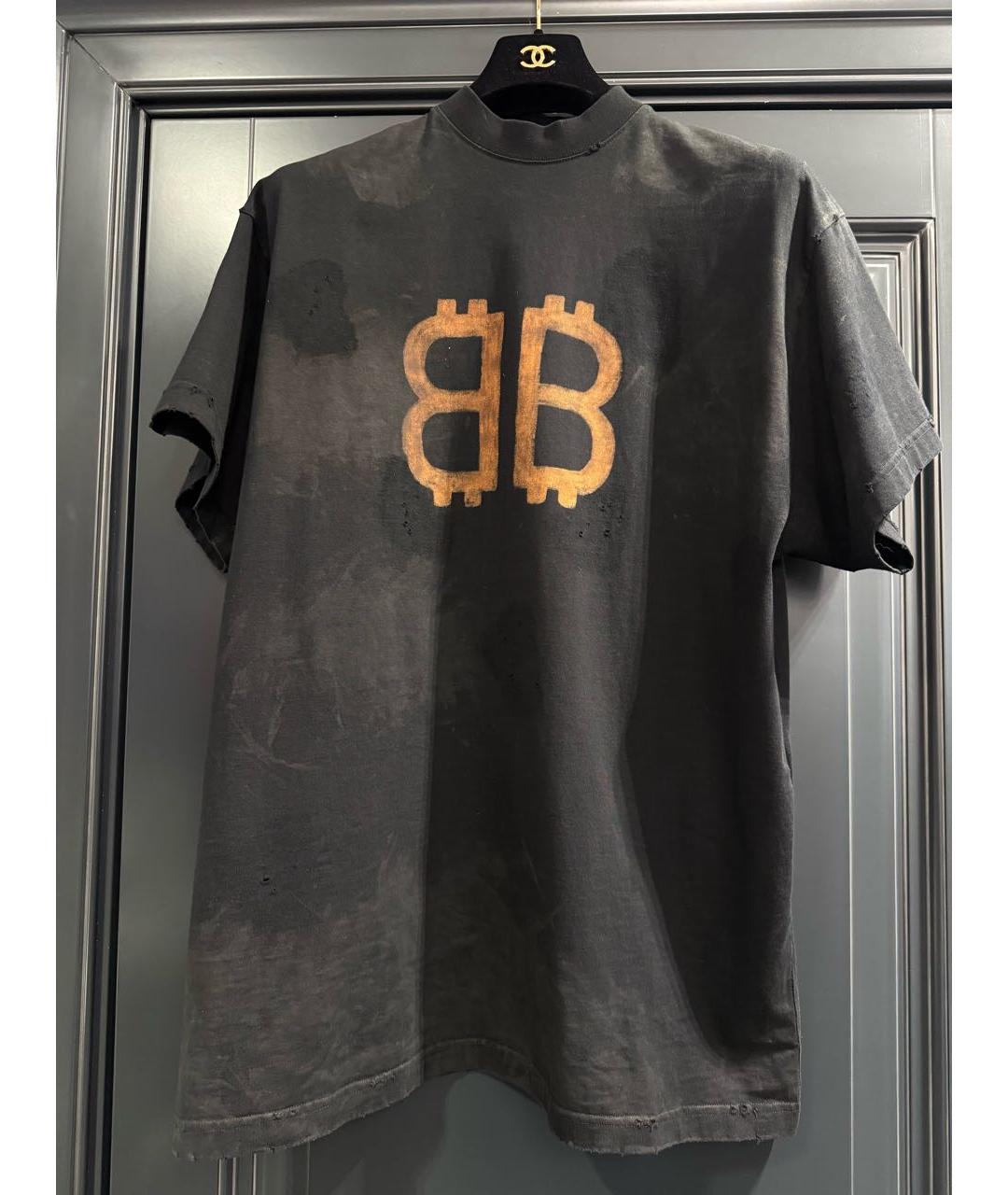 BALENCIAGA Черная хлопковая футболка, фото 4
