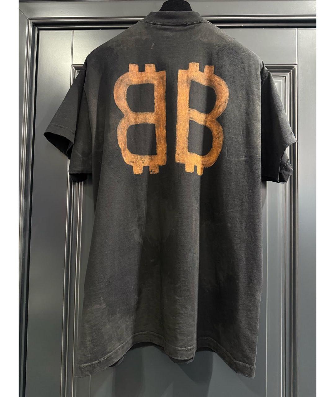 BALENCIAGA Черная хлопковая футболка, фото 2