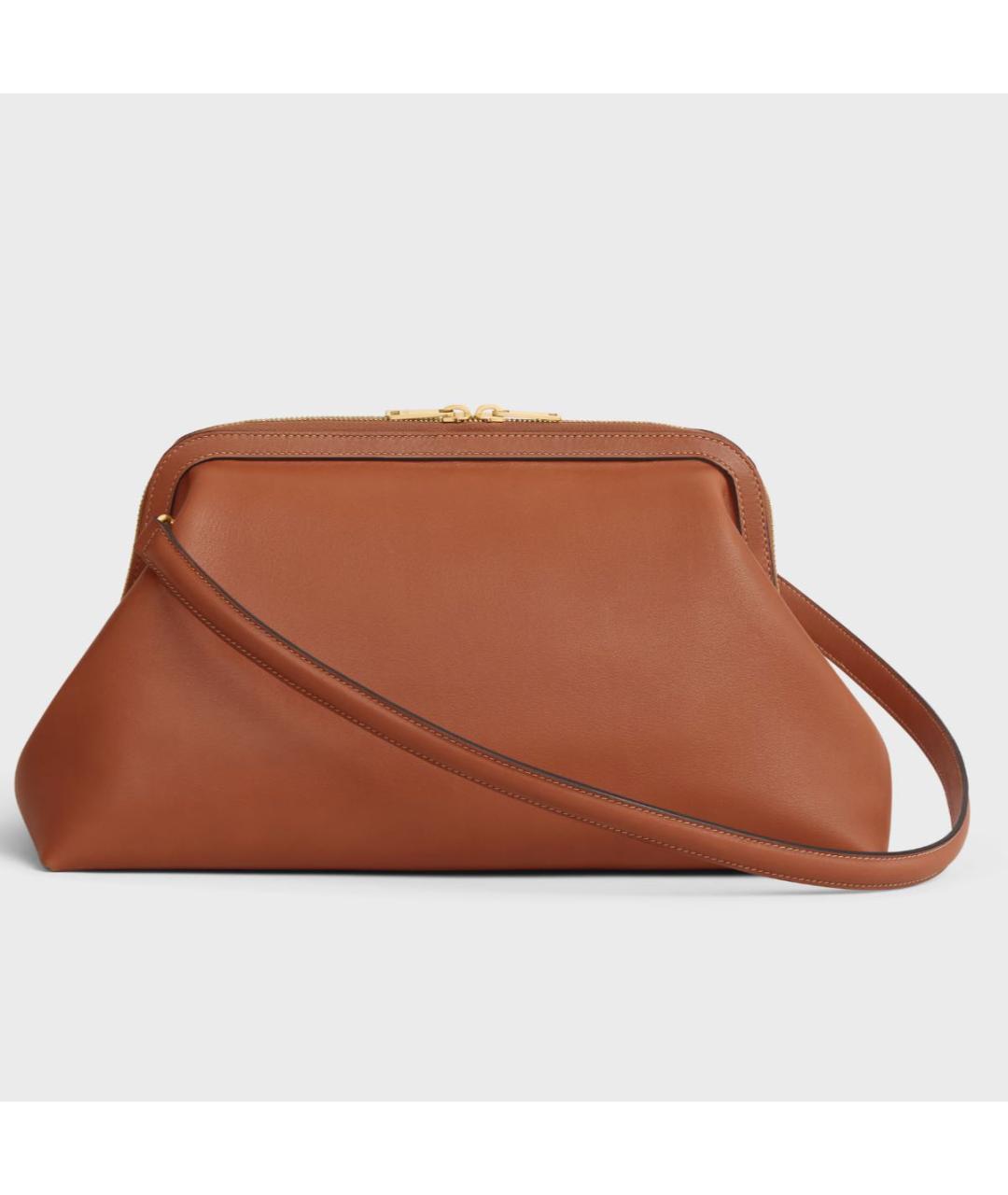 CELINE Коричневая кожаная сумка с короткими ручками, фото 3