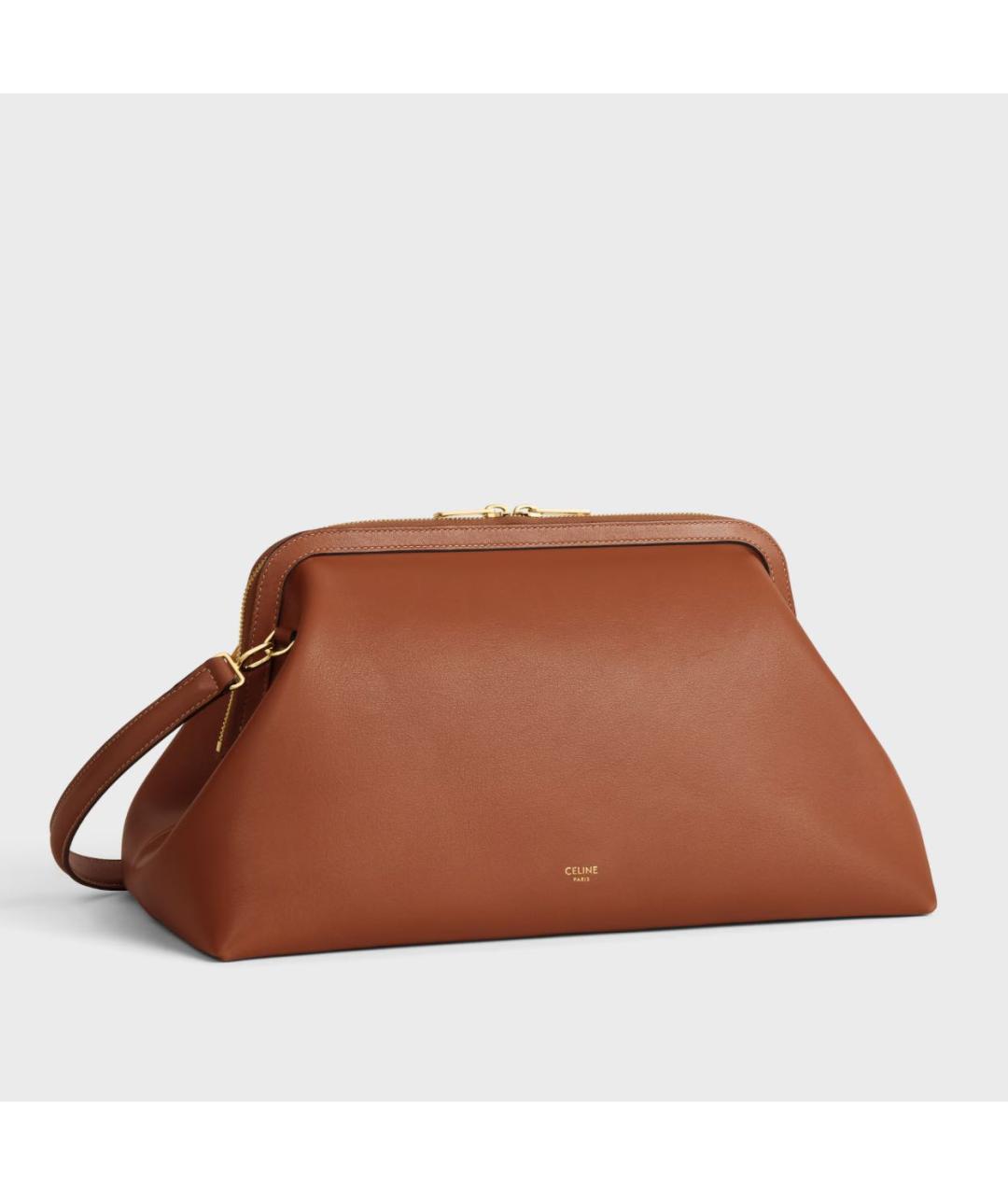 CELINE Коричневая кожаная сумка с короткими ручками, фото 2