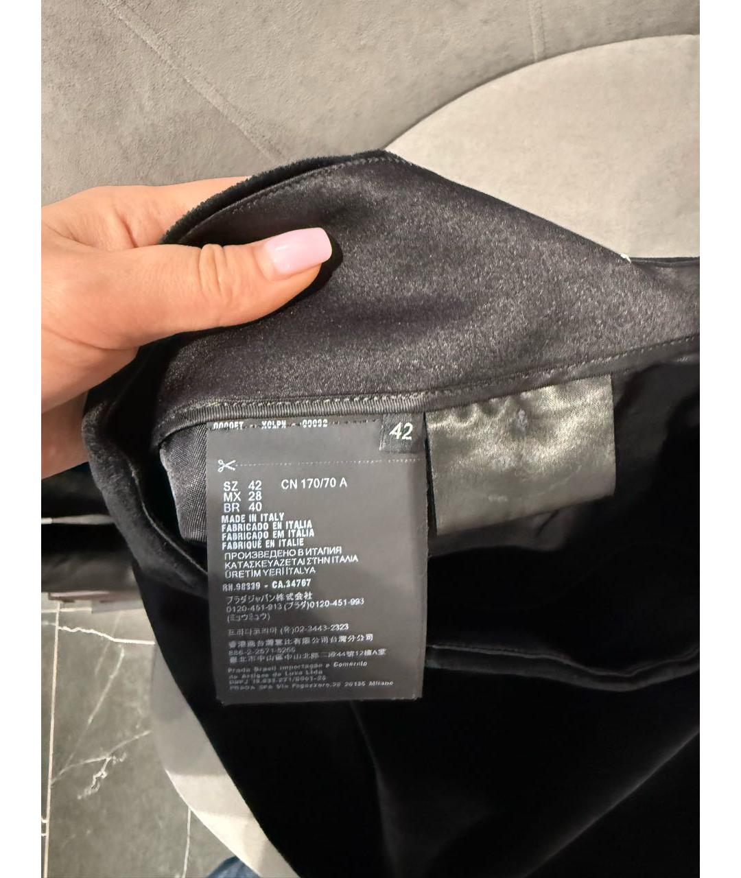 PRADA Черная бархатная юбка мини, фото 3
