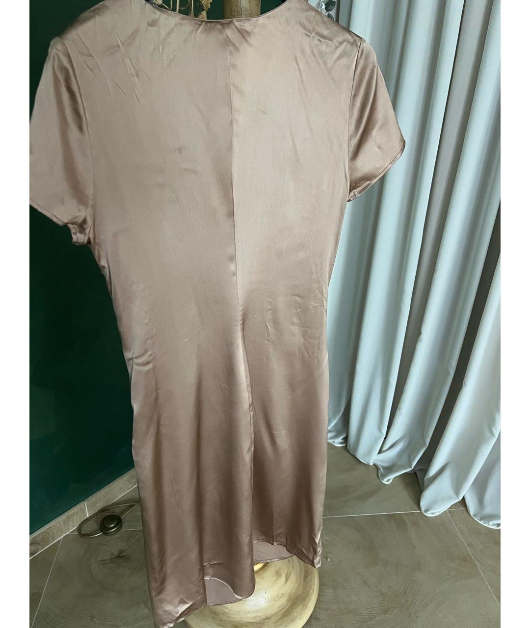 BLUGIRL Бежевое шелковое коктейльное платье, фото 2