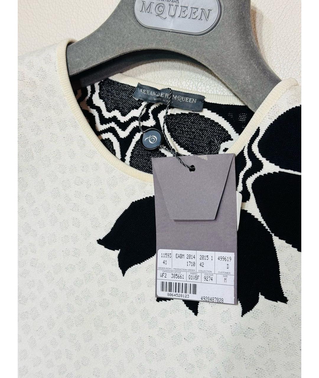 ALEXANDER MCQUEEN Белое вискозное коктейльное платье, фото 6