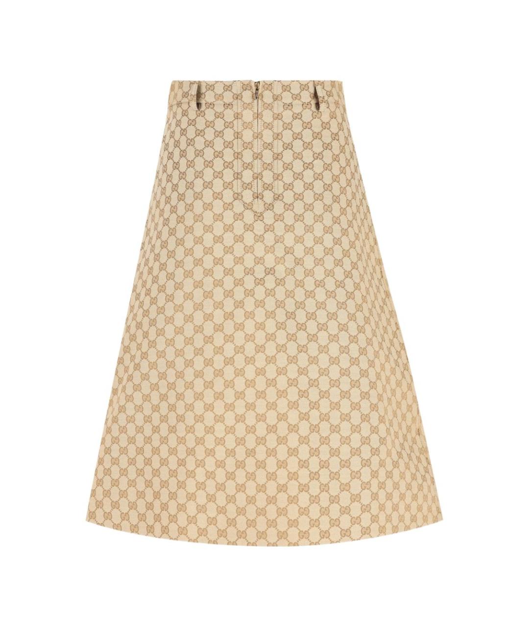 GUCCI Бежевая полиэстеровая юбка миди, фото 4