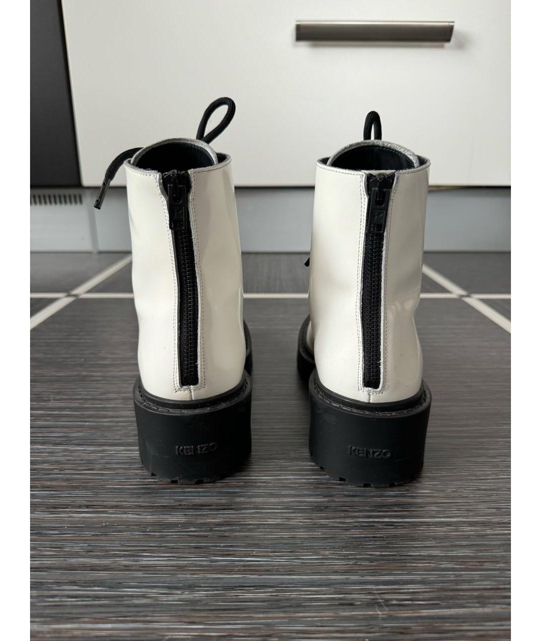 KENZO Белые ботинки из лакированной кожи, фото 3