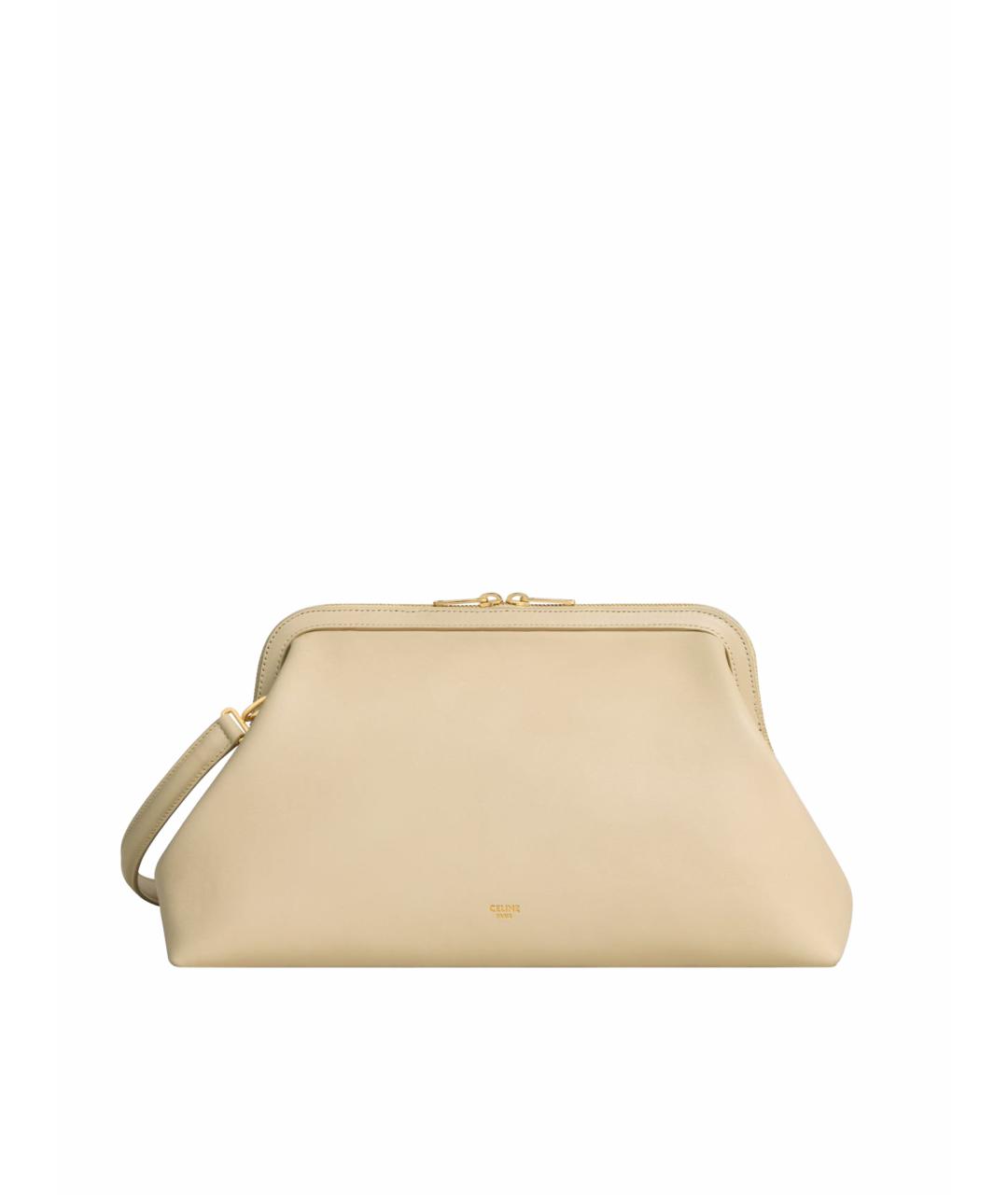 CELINE Бежевая кожаная сумка с короткими ручками, фото 1