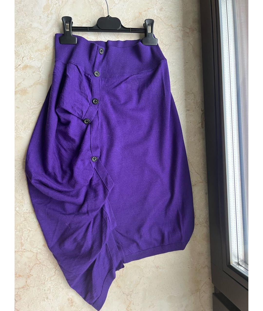 ALEXANDER MCQUEEN Фиолетовая шерстяная юбка миди, фото 5
