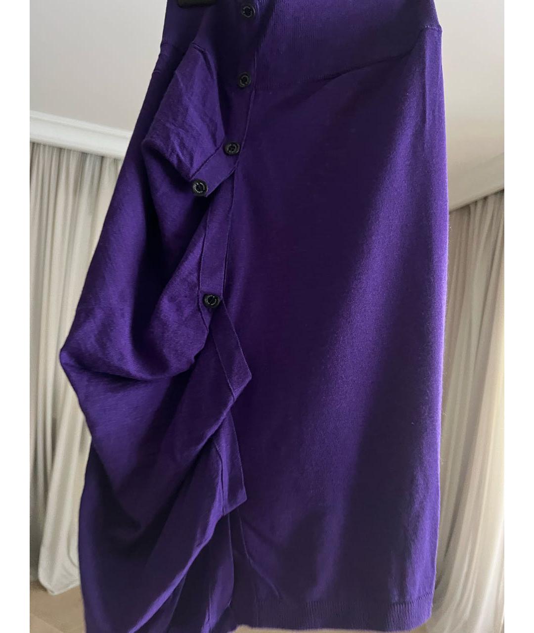 ALEXANDER MCQUEEN Фиолетовая шерстяная юбка миди, фото 2