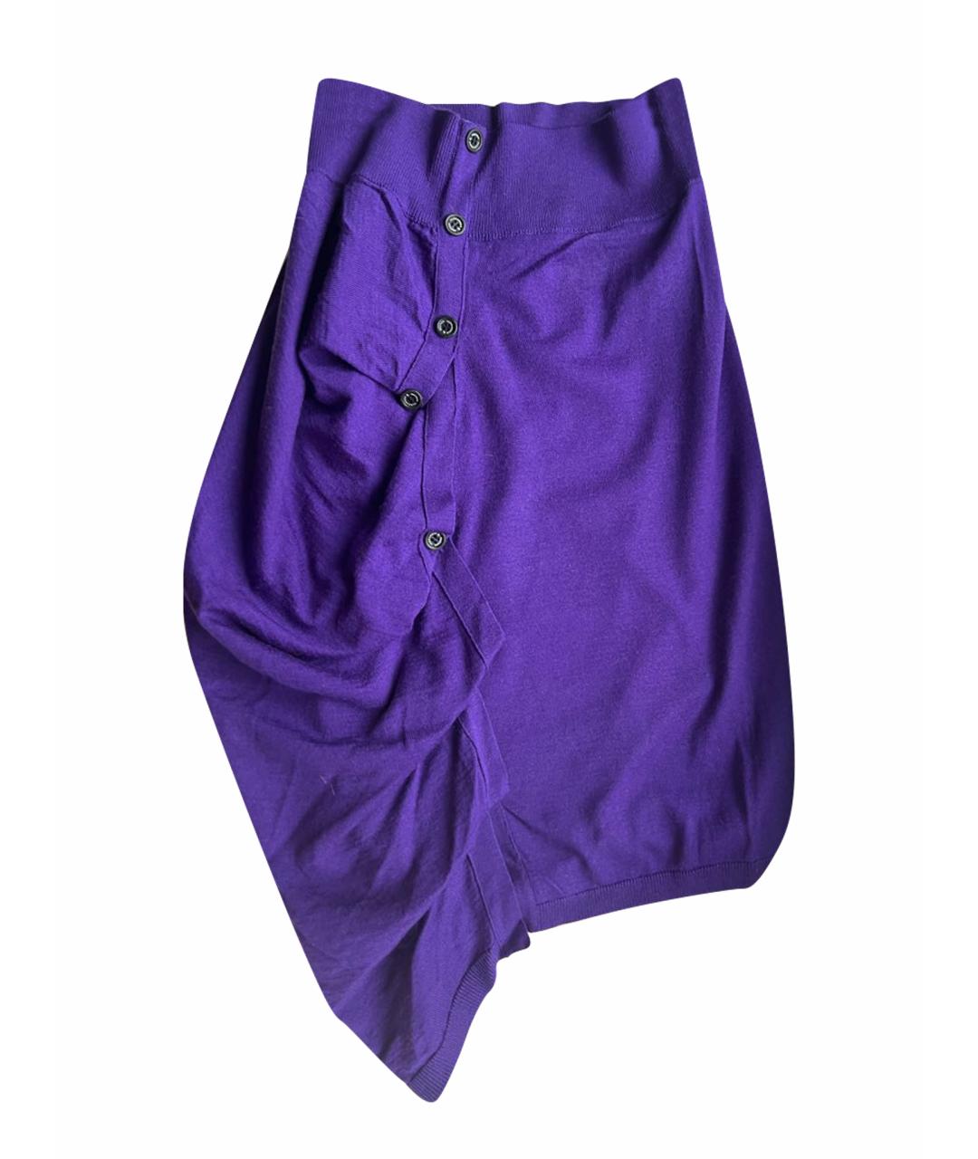 ALEXANDER MCQUEEN Фиолетовая шерстяная юбка миди, фото 1