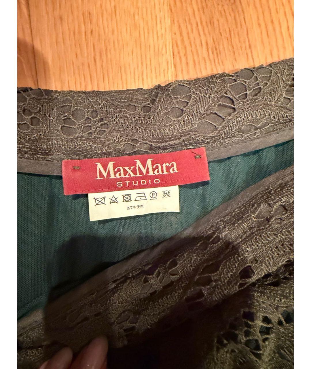 MAX MARA STUDIO Зеленая кружевная юбка макси, фото 4