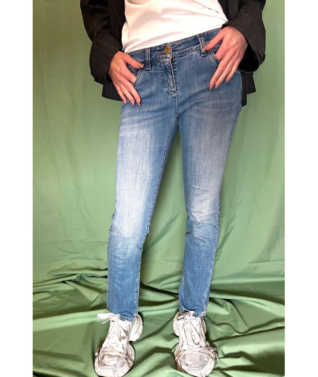 BRUNELLO CUCINELLI Синие хлопко-эластановые прямые джинсы, фото 7