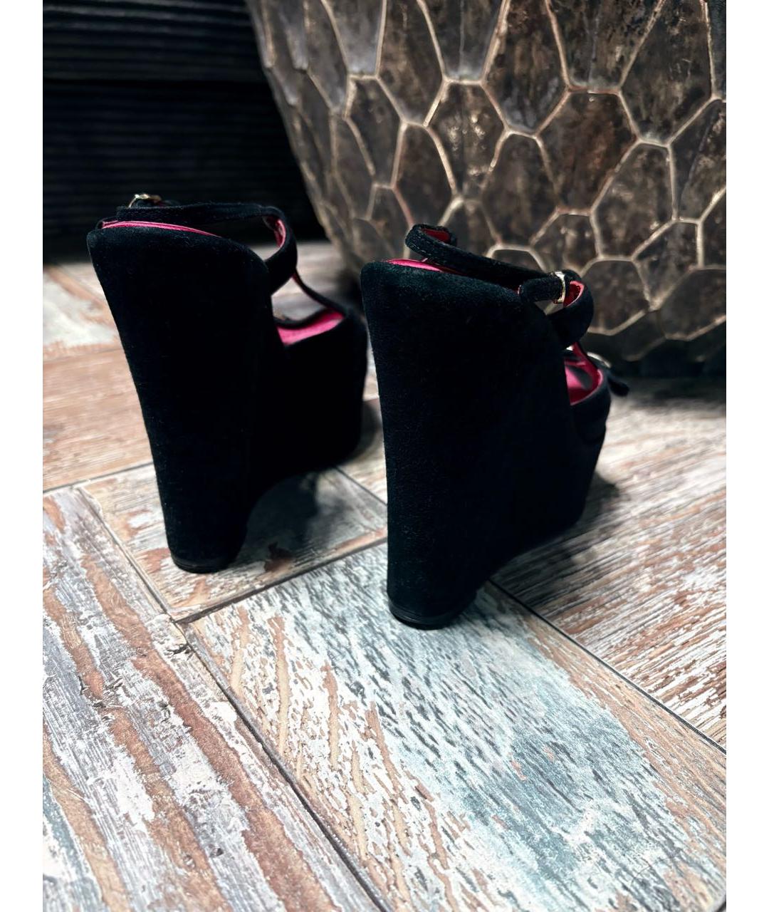 DOLCE&GABBANA Черные замшевые босоножки, фото 5