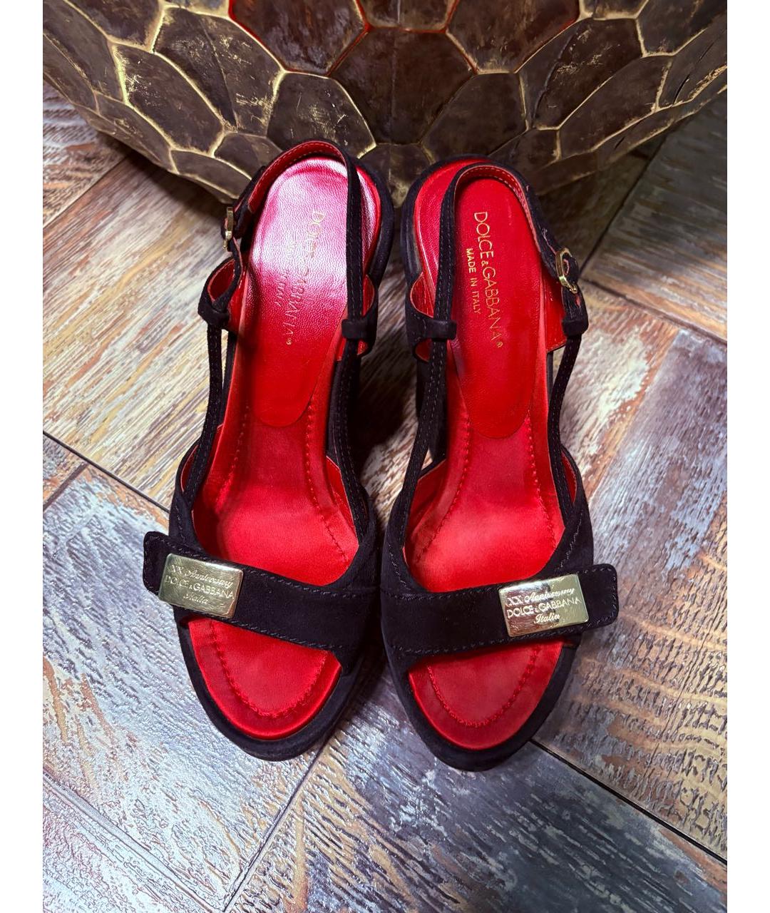 DOLCE&GABBANA Черные замшевые босоножки, фото 2