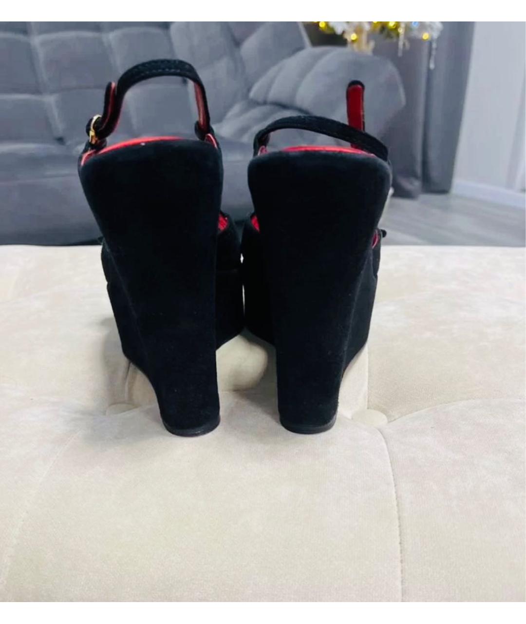 DOLCE&GABBANA Черные замшевые босоножки, фото 3
