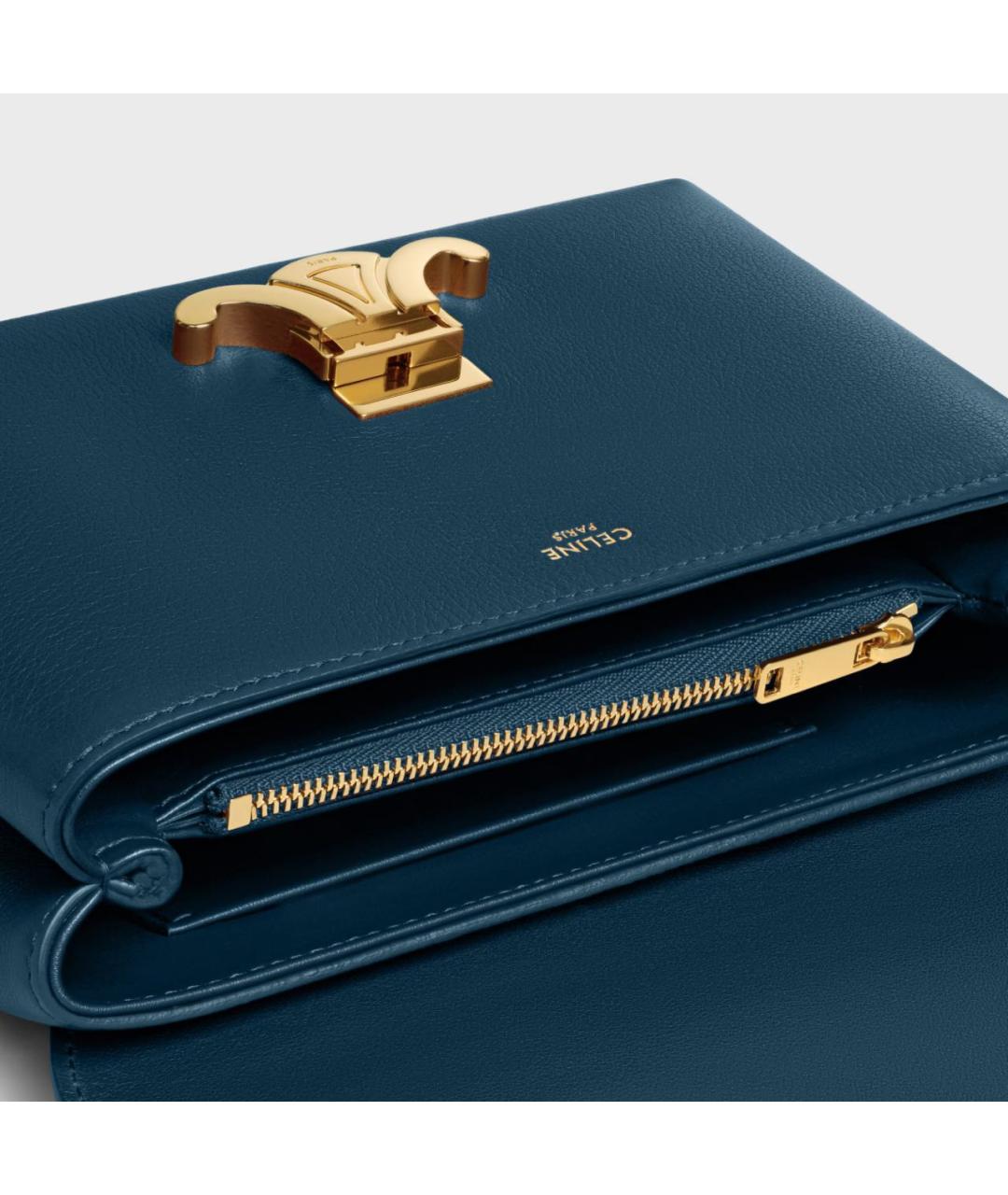 CELINE Синяя кожаная сумка через плечо, фото 4