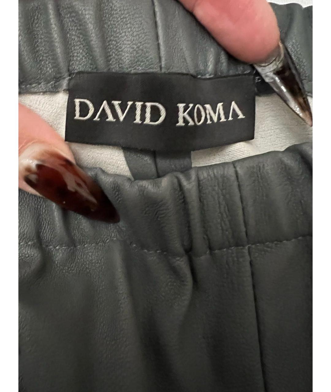 DAVID KOMA Серые кожаные шорты, фото 5