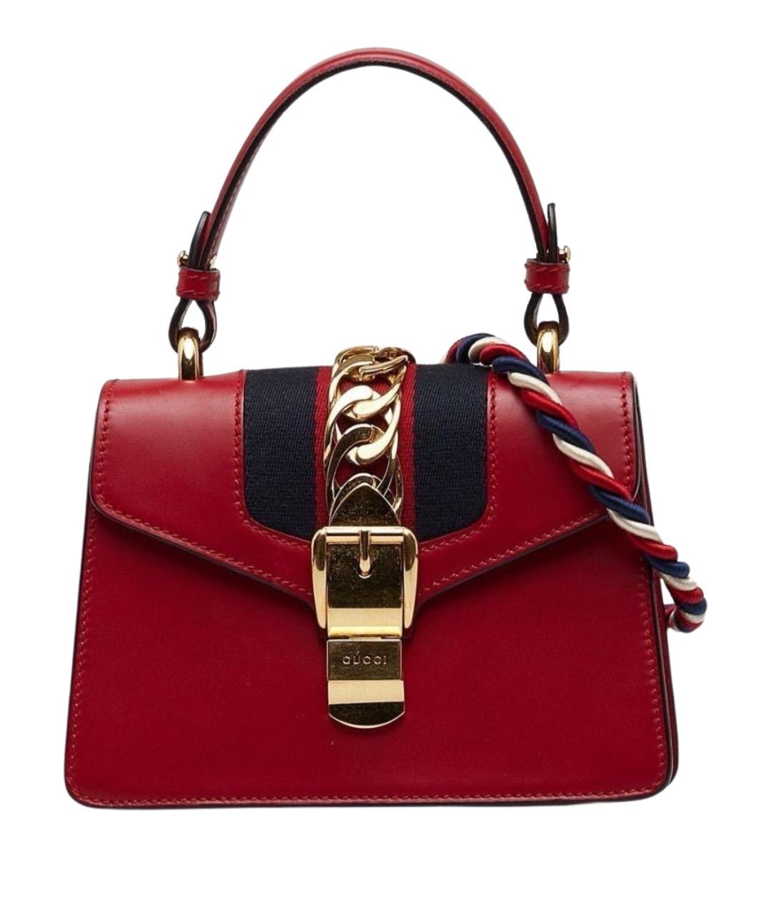 GUCCI Красная кожаная сумка с короткими ручками, фото 1