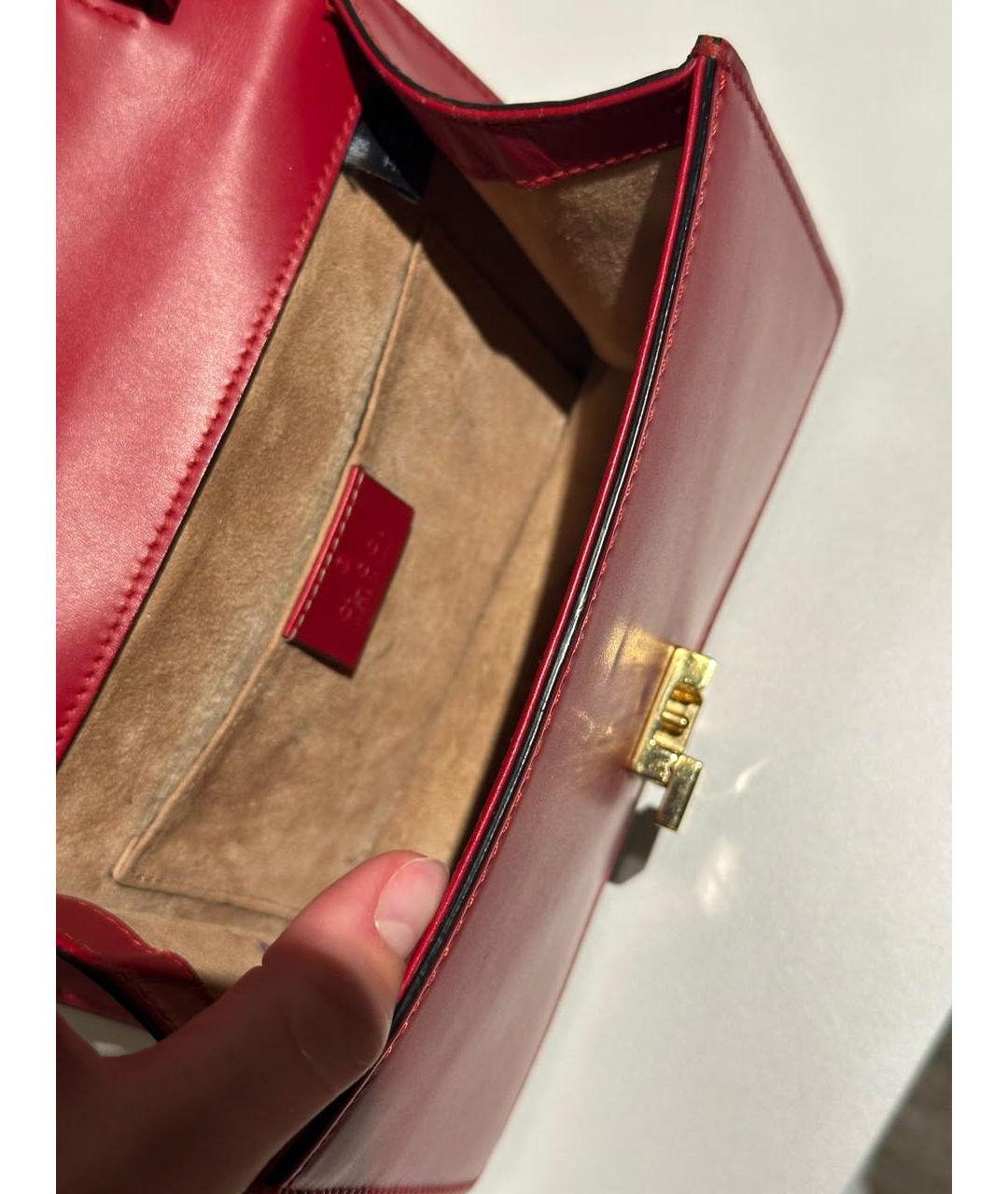 GUCCI Красная кожаная сумка с короткими ручками, фото 4