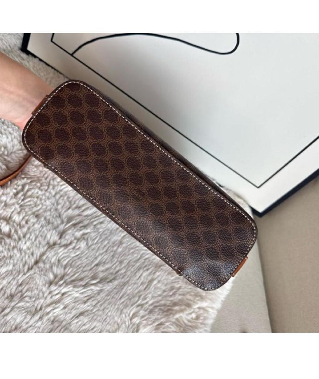 CELINE Коричневая кожаная сумка через плечо, фото 7