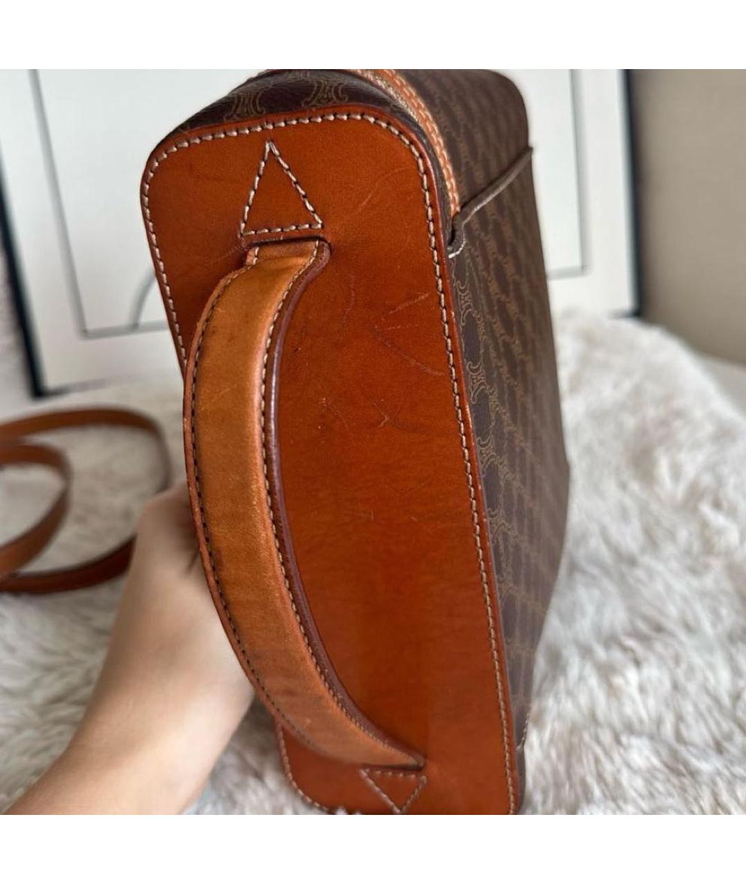 CELINE Коричневая кожаная сумка через плечо, фото 6