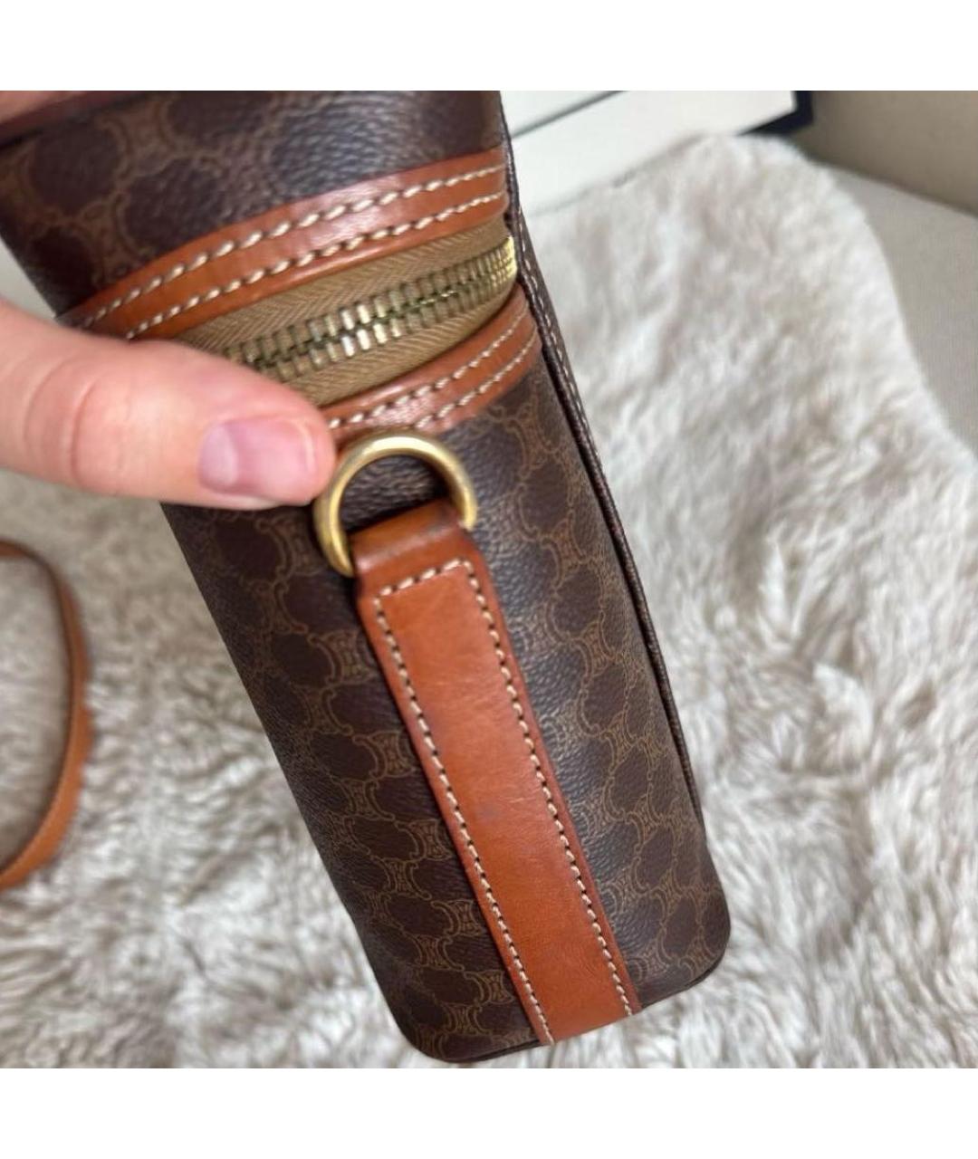 CELINE Коричневая кожаная сумка через плечо, фото 8