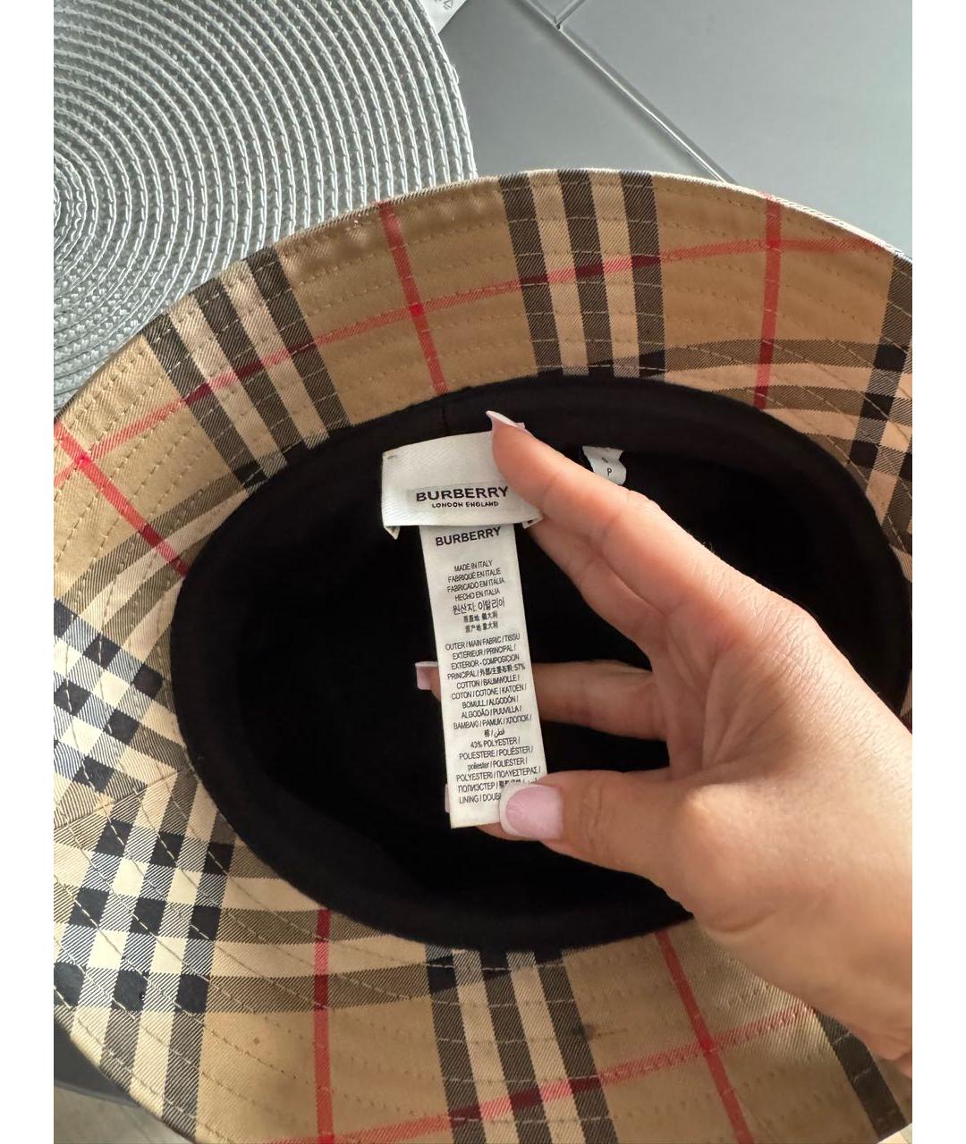 BURBERRY Коричневая хлопковая шляпа, фото 4