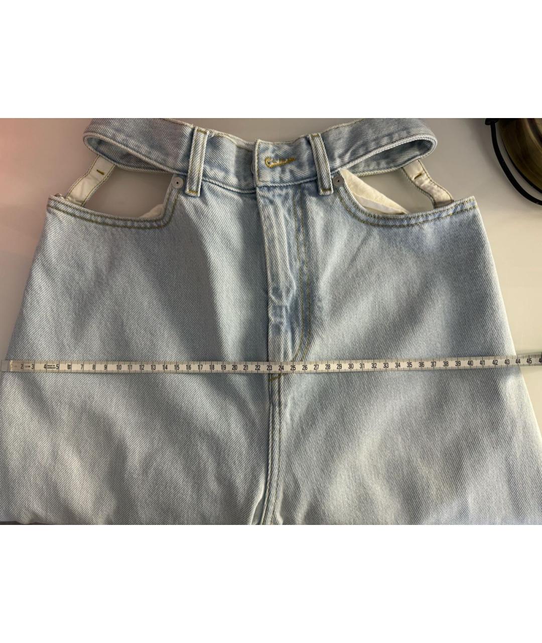 MAISON MARGIELA Голубые хлопковые прямые джинсы, фото 5