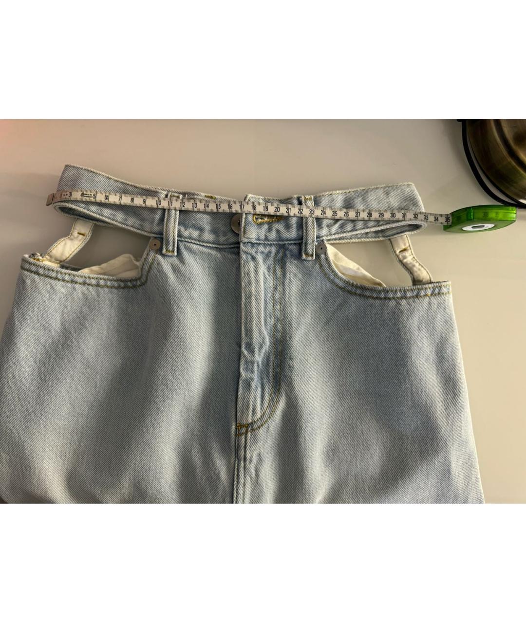 MAISON MARGIELA Голубые хлопковые прямые джинсы, фото 4