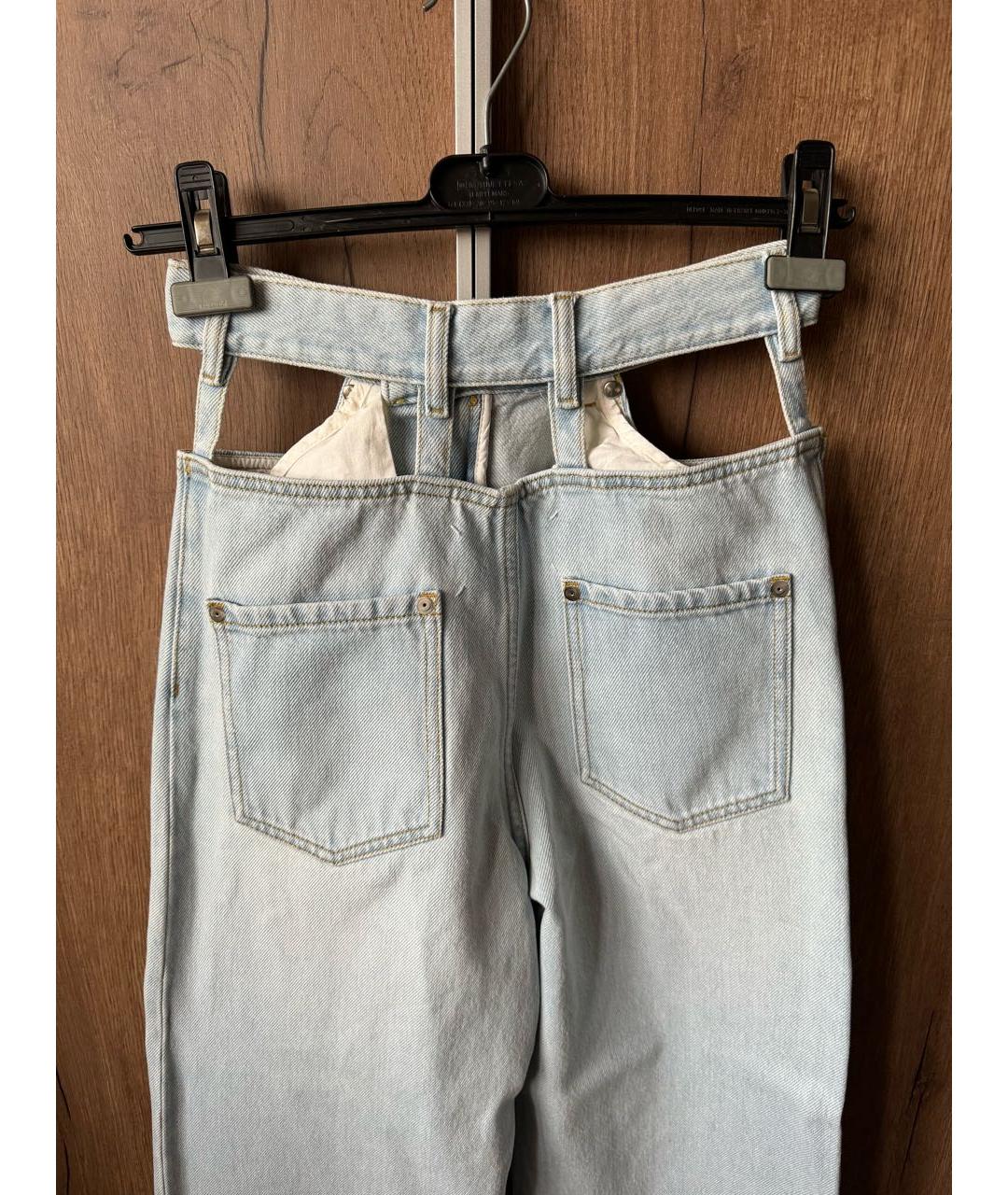 MAISON MARGIELA Голубые хлопковые прямые джинсы, фото 2