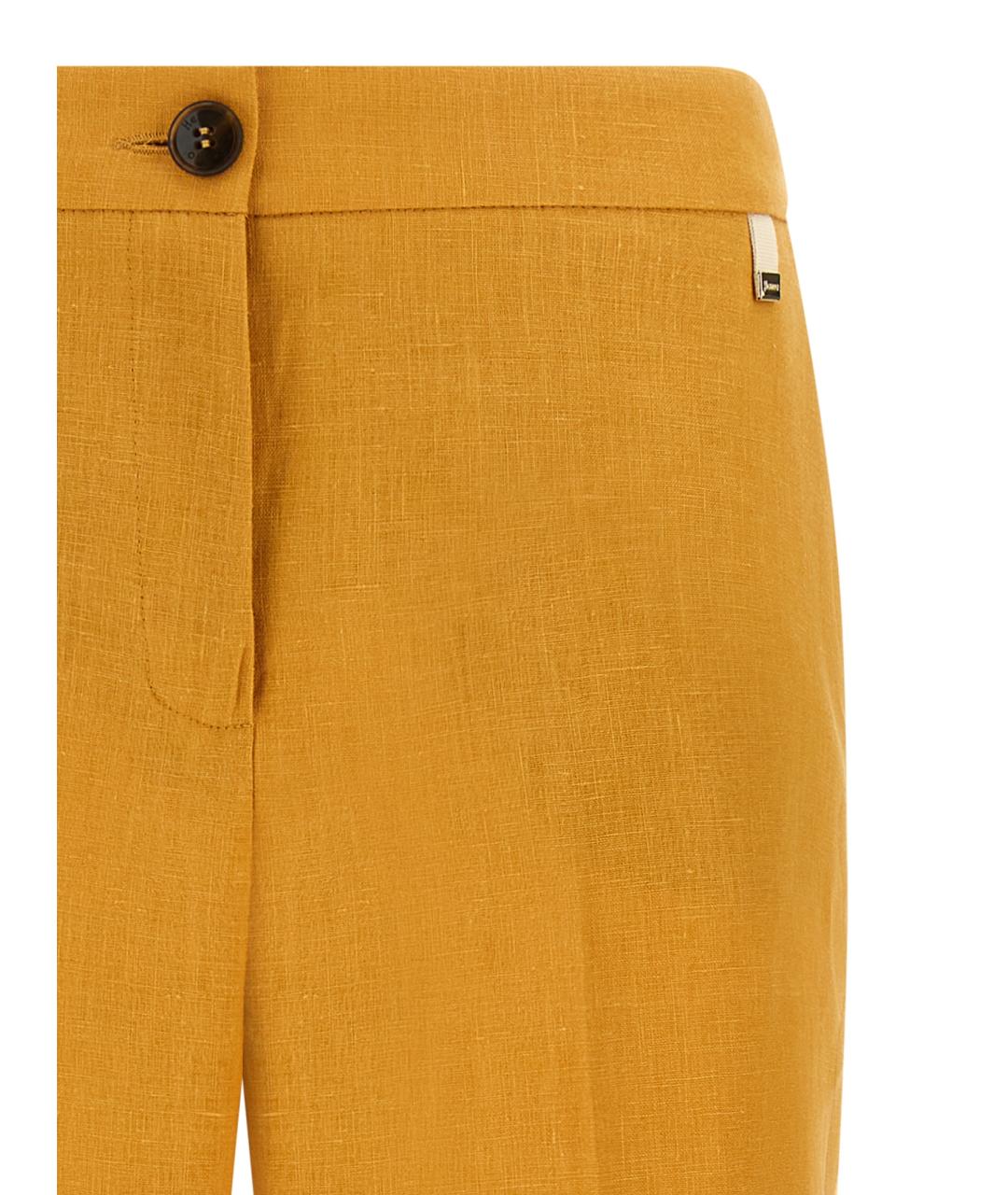 HERNO Оранжевое льняные прямые брюки, фото 3