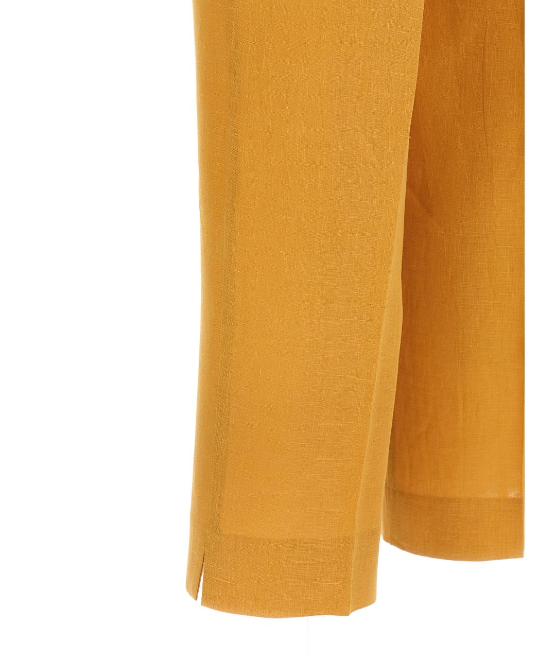 HERNO Оранжевое льняные прямые брюки, фото 5