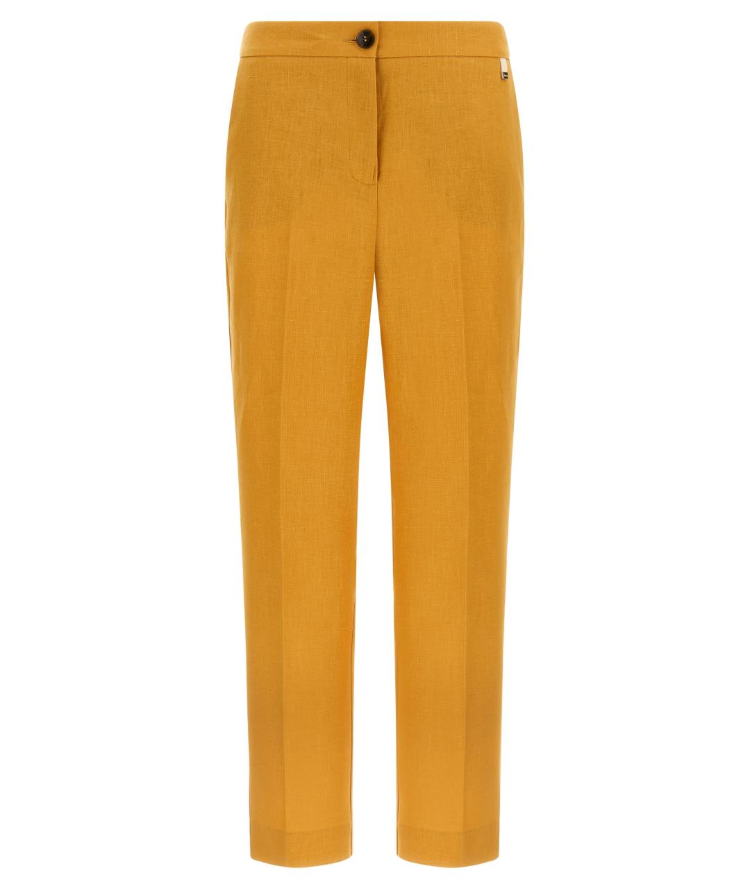 HERNO Оранжевое льняные прямые брюки, фото 1
