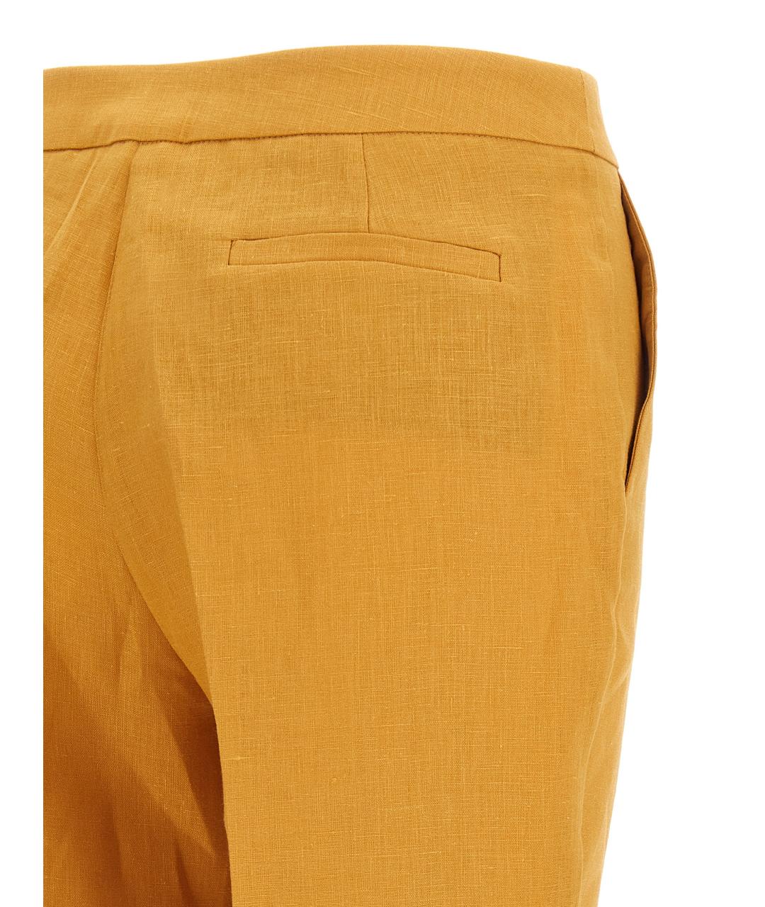 HERNO Оранжевое льняные прямые брюки, фото 4