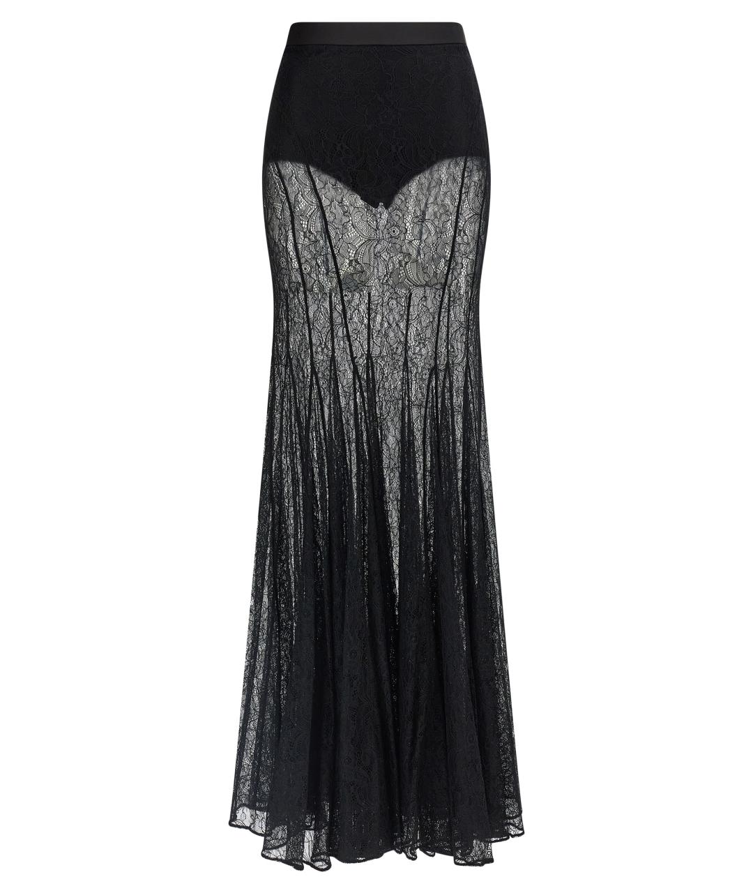ELISABETTA FRANCHI Черная полиамидовая юбка макси, фото 1